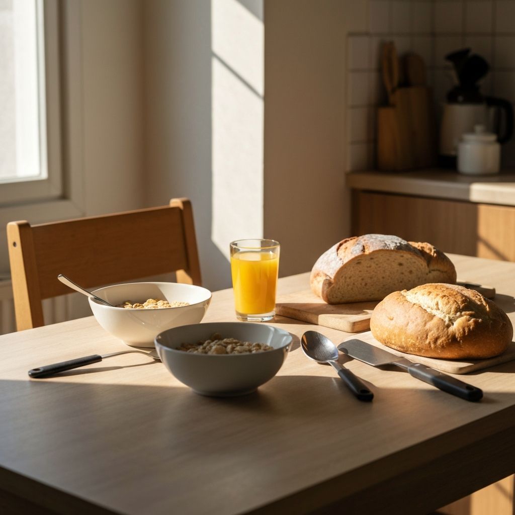 Simple kitchen setting with everyday ingredients